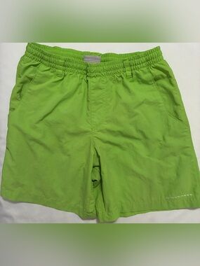 Columbia Boys Large 14-16 PFG Omni-Shade Mesh Lined Swim Trunks Lime Green